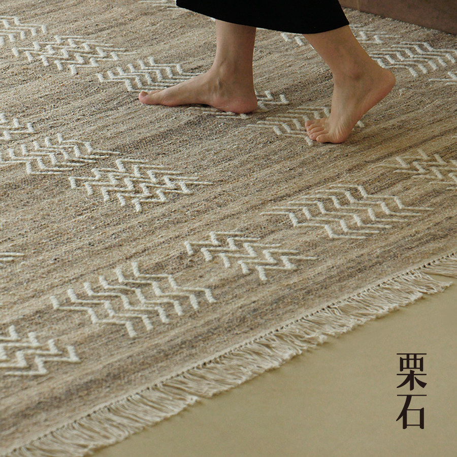 栗石进口中古风手工编织羊毛地毯轻奢高级感家用客厅卧室沙发地毯,居家布艺,地毯,淘宝优惠券,粉丝福利购,淘宝优惠卷