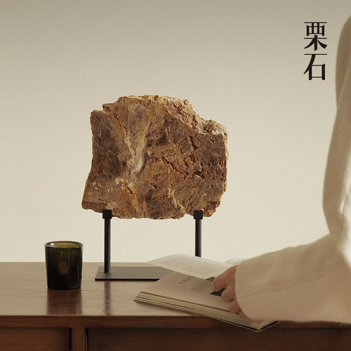 侘寂风原矿木化石桌面摆件工艺品