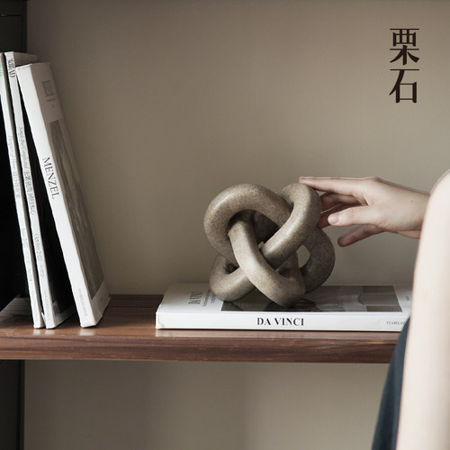 栗石碳化木复古套环艺术装饰摆件