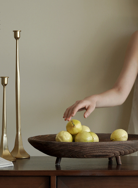 栗石侘寂风复古实木果盘水果托盘装饰品手工做旧家居民宿摆件木盘