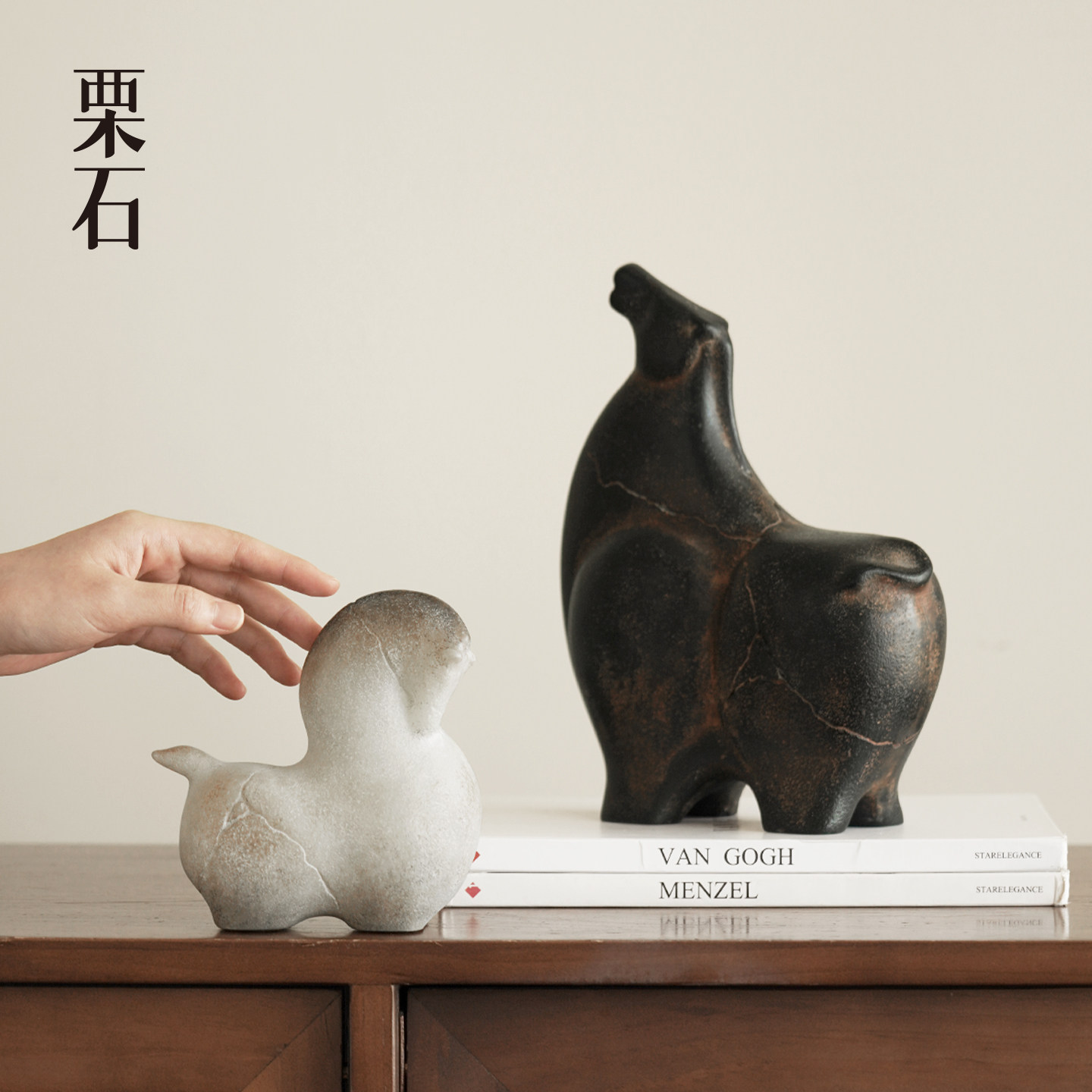 仿玉石抽象艺术白马摆件工艺品