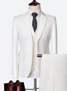 三件套男士帅气修身型西装套装结婚礼服韩版新郎商务职业正装
