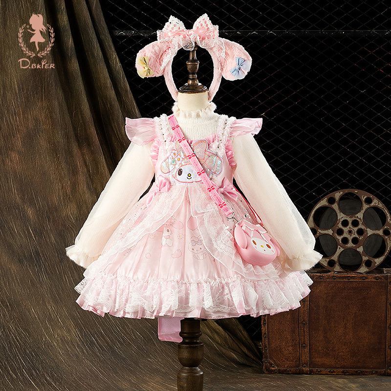 Hi！Fish原创美乐蒂裙子女童春装生日衣服日常可穿小礼服套装裙子