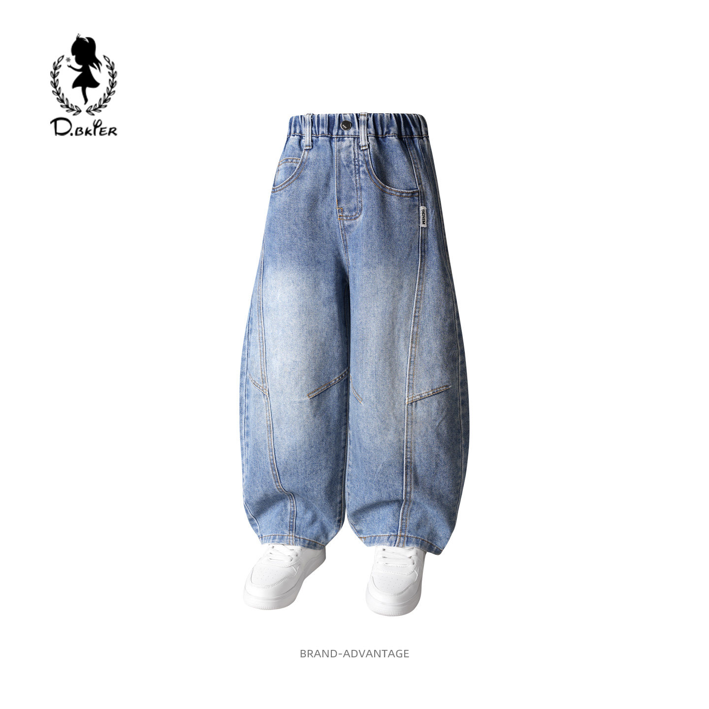 Hi!Fish女童牛仔裤弯刀裤