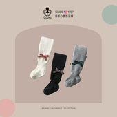 子 加绒加厚宝宝连脚袜白色黑色女童打底裤 Fish儿童连裤 袜冬款