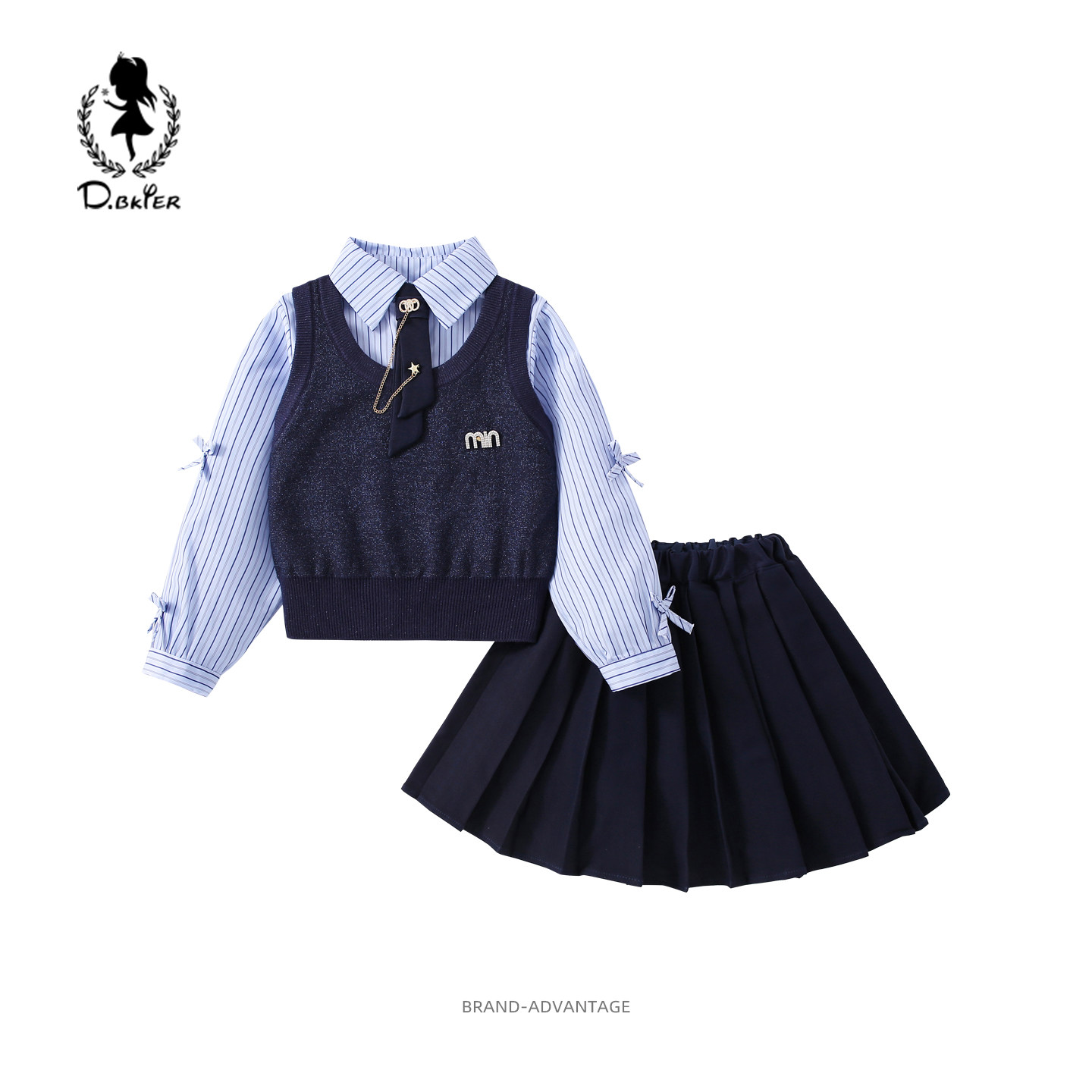Hi!Fish女童学院风套装三件套