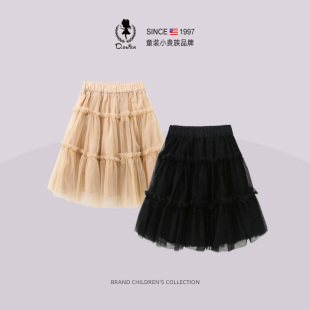 女孩裙子 Fish女童网纱半身裙蓬蓬裙儿童蛋糕裙长裙公主裙长款