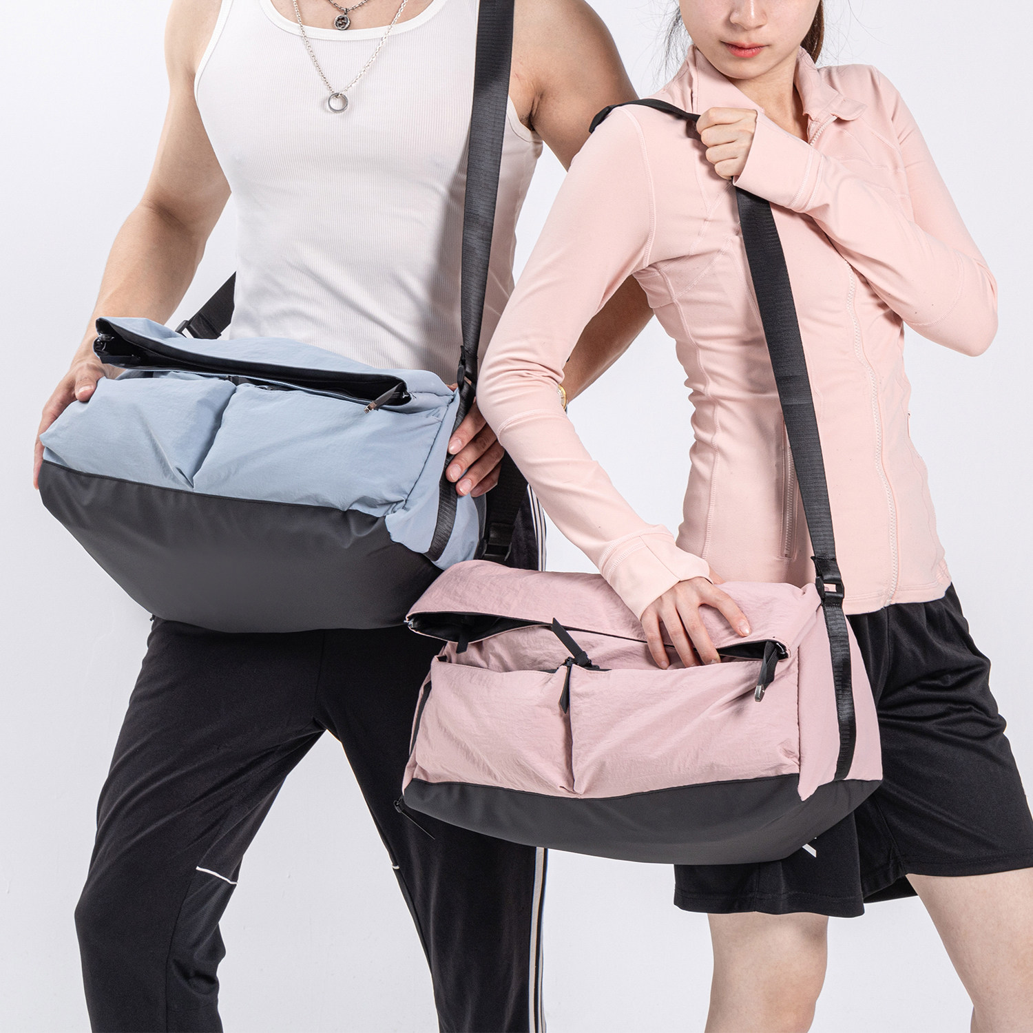 新款潮牌帆布旅行运动健身包男女