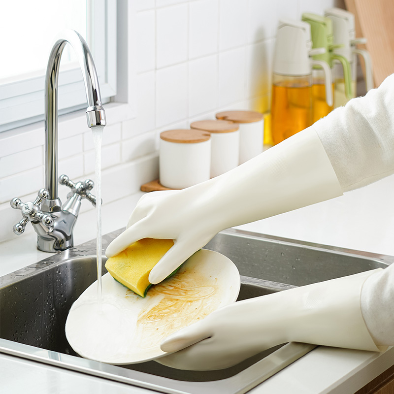 加厚一体绒丁腈防水家务清洁手套