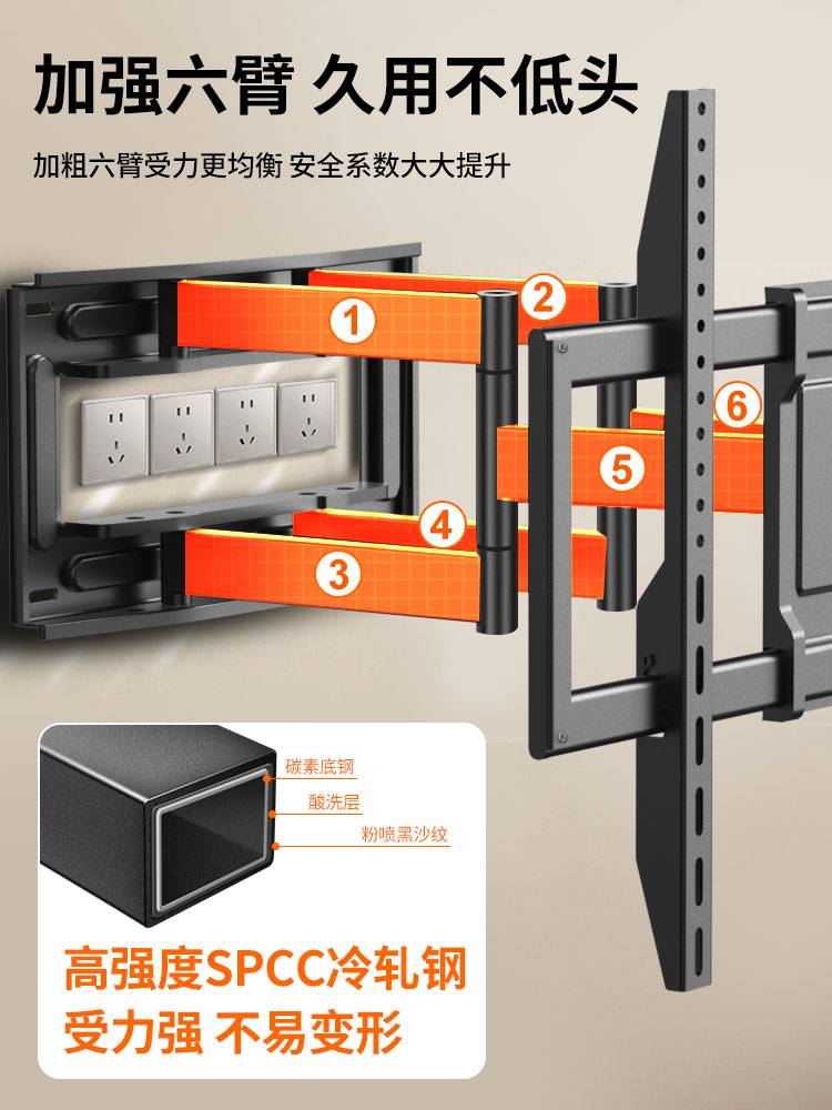 通用85/86英寸伸缩旋转电视机挂架于长虹索尼三星华为小米TCL海信