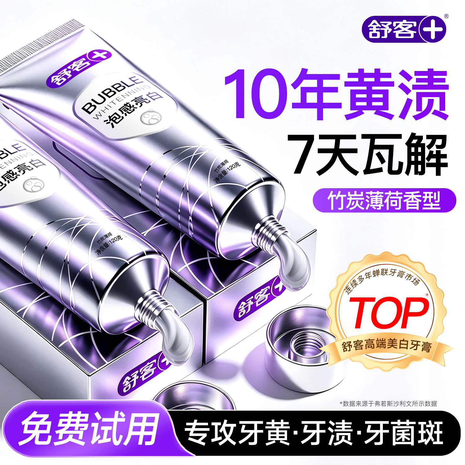 舒客亮白盾美白去黄牙膏120g