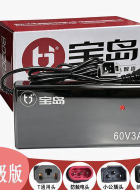 宝岛电动车原装充电器6020D60V72V20Ah23A3A4A铅酸石墨烯电池专用