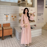 法式温柔风粉色连衣裙女2025年秋季新款收腰显瘦高级感气质长裙潮，女装连衣裙，2C005