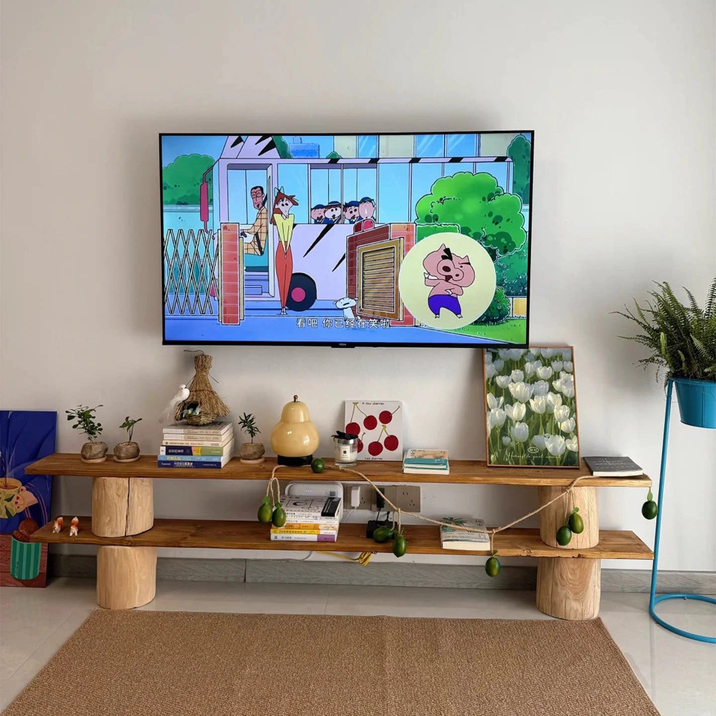 2026新款中古风创意实木落地置物架民宿客厅家用书柜电视柜子热卖