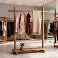 新中式实木服装店民宿展示架卧室落地式简约挂衣架衣帽架子挂衣杆