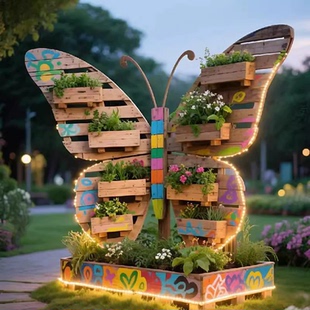 实木小区园林蝴蝶公园庭院景观小品户外造景布置网红打卡装饰摆件
