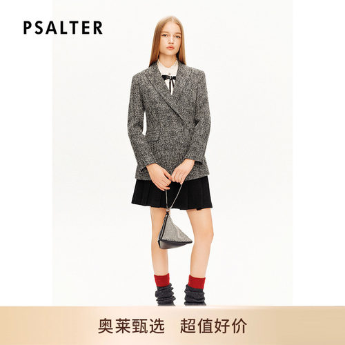 【金银丝花纱】PSALTER诗篇复古学院粗花呢格纹西装外套秋