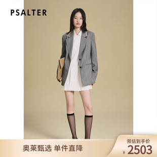 PSALTER诗篇微收腰条纹羊毛宽肩西装外套2025秋季新款