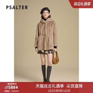 老钱风系带水貂大衣外套2025冬季 诗篇专选剪绒连帽款 新款 整貂