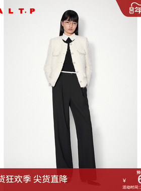 SALT.P可颜麦穗毛长毛简约百搭钉珠千金小香风外套棉服2024冬