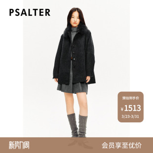 PSALTER诗篇可拆卸狐狸毛领A摆斗篷式 毛呢大衣女外套冬款