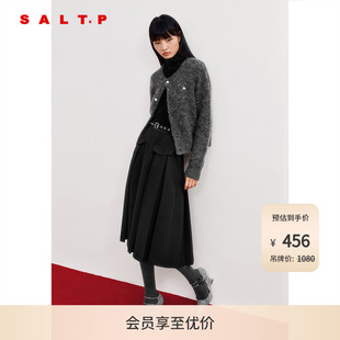 复古百褶裙半身裙配腰带冬 SALT.P可颜耐磨抗皱弹力斜纹基础款