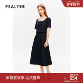 诗篇专选方领收腰显瘦假两件高级感通勤连衣裙夏款