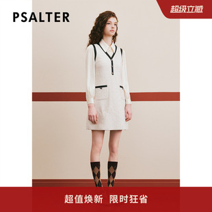 PSALTER诗篇冬衬衫 假两件粗花呢羊毛小香风连衣裙