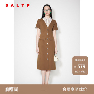 假两件美拉德西装 SALT.P可颜条纹衬衫 裙连衣裙秋 醋酸
