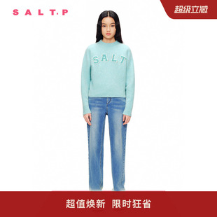 SALT.P可颜2024春糖果色baby蓝钉珠羊毛毛衣毛针织衫