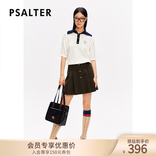 PSALTER诗篇学院海军风撞色翻领五分袖 polo衫 针织衫 2024春款