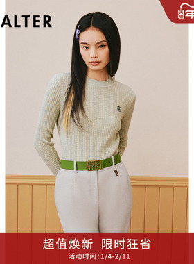 PSALTER诗篇冬圆领简约格纹提花羊毛打底衫毛针织衫