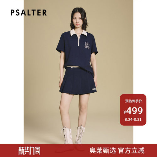 【断码】PSALTER诗篇学院风棉弹双面针织撞色针织衫上衣女秋款