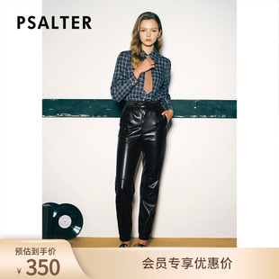 休闲裤 PSALTER诗篇冬松紧腰系带收脚pu皮裤