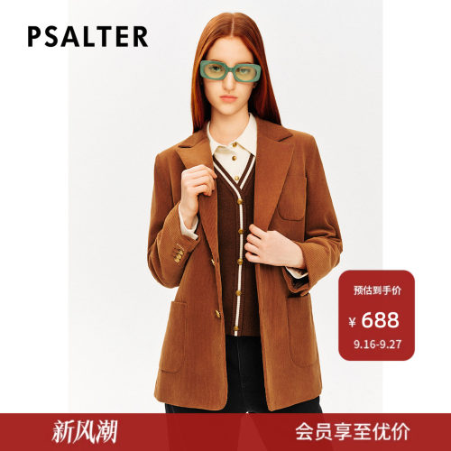 往年款-PSALTER诗篇男女同款复古斯文加厚灯芯绒垫肩西装外套冬款