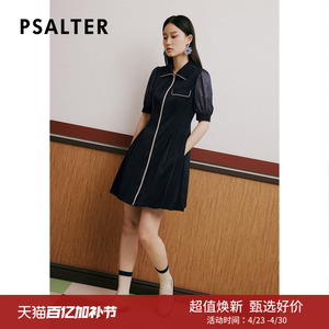 【春夏热卖】诗篇专选夏翻领拉链修身收腰显瘦柯根纱泡泡袖连衣裙