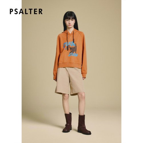 PSALTER诗篇量感宽松连帽印花休闲卫衣女2025冬款