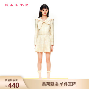 SALT.P可颜2024春折纸蝴蝶结水手领格纹甜美上衣短外套