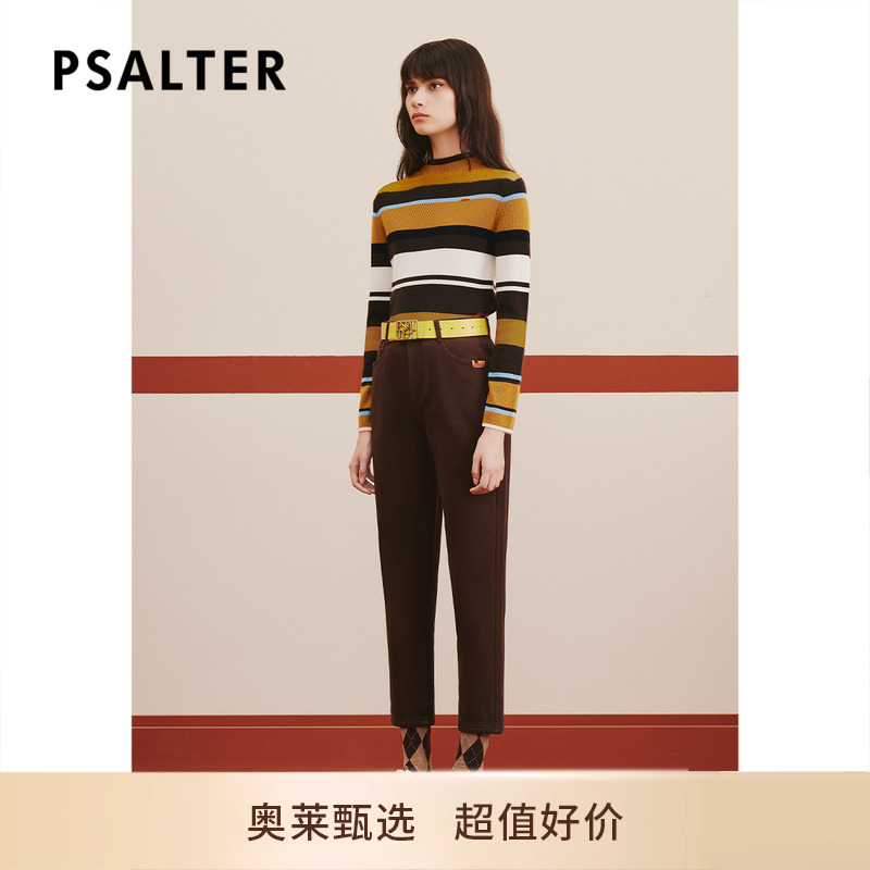 PSALTER诗篇冬修身植绒长裤牛仔裤休闲裤