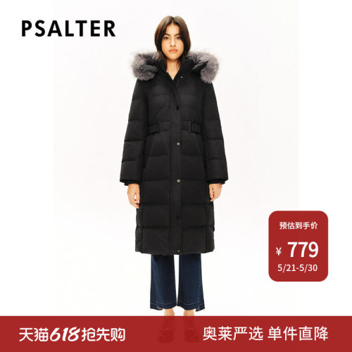 诗篇专选狐狸毛领连帽弹力司马克腰带收腰白鸭绒羽绒服冬款