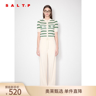 2024秋 SALT.P可颜圆领学院风甜美樱桃提花清新条纹毛针织衫