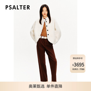 PSALTER诗篇皮毛一体小立领落肩短款 廓形皮草女外套冬款