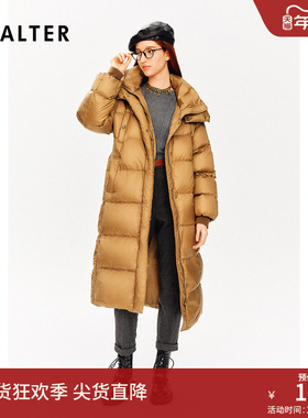 PSALTER诗篇鹅绒服H型系带收腰连帽轻量感长款羽绒服冬款