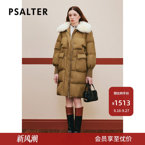 诗篇专选冬系带长款狐狸毛领面包服鹅绒服羽绒服