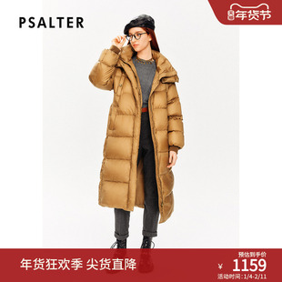 PSALTER诗篇鹅绒服H型系带收腰连帽轻量感长款羽绒服冬款