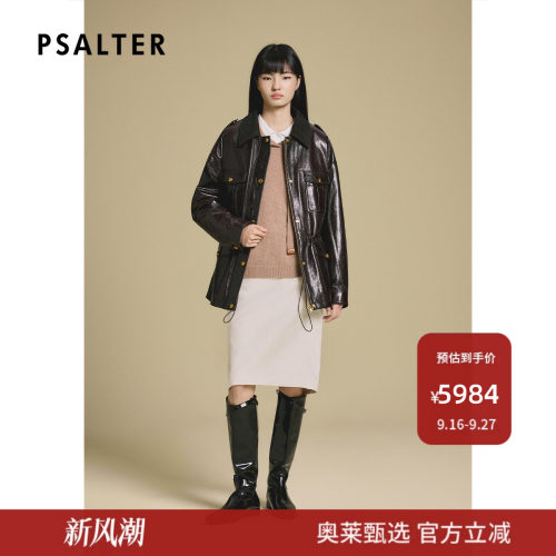 PSALTER诗篇复古抽绳可拆卸内胆头层真皮短款皮羽绒2025冬款
