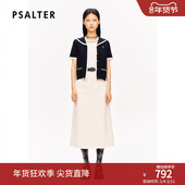 智性学院风 PSALTER诗篇海军领天丝莱赛尔短袖 开衫 针织衫 夏