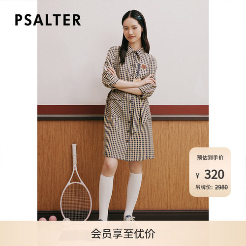 【春夏热卖】PSALTER诗篇夏翻领系带学院风格纹衬衫连衣裙