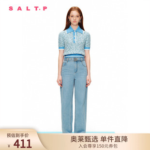 SALT.P可颜2024春夏翻领学院风梦幻花纱短袖 POLO衫 针织衫