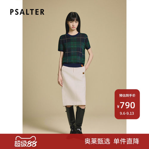 PSALTER诗篇学院风格纹图案圆领短袖针织衫2025秋款